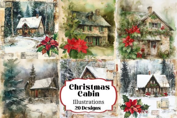 20 Dreamy Christmas Cabin Illustrations Review