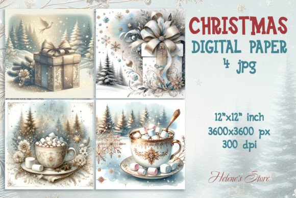 Blue Gold Retro Christmas Illustrations Review