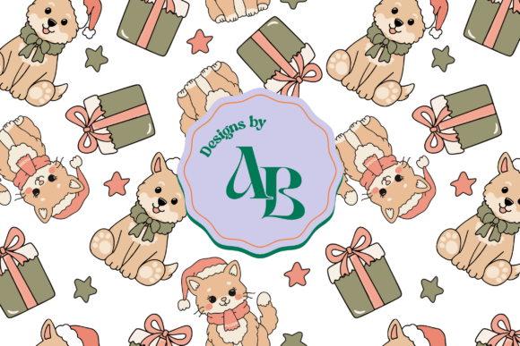 Cat and Dog Christmas Seamless Pattern for Illustrations
