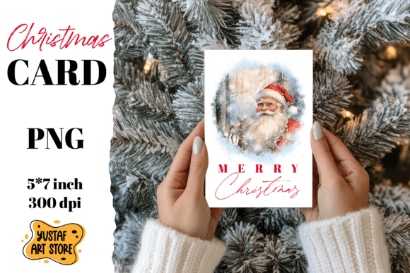 Christmas Card. Santa Claus Card Printab Illustrations