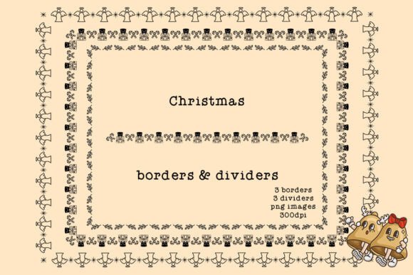 Christmas Doodle Borders Dividers Black