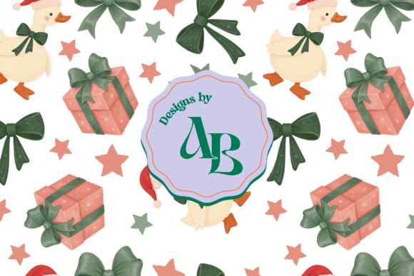 Christmas Duck Seamless Pattern for Illustrations