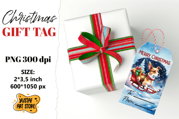 Christmas Gift Tags.Christmas Dog Labels Illustrations