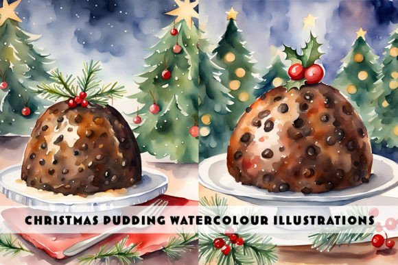 Christmas Pudding Watercolour Duo: Illustrations for Crafters