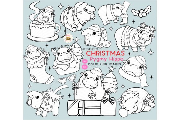 Christmas Pygmy Hippo Coloring Cliparts Review