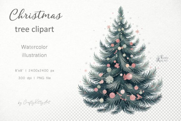 Christmas Tree PNG Watercolor Clipart
