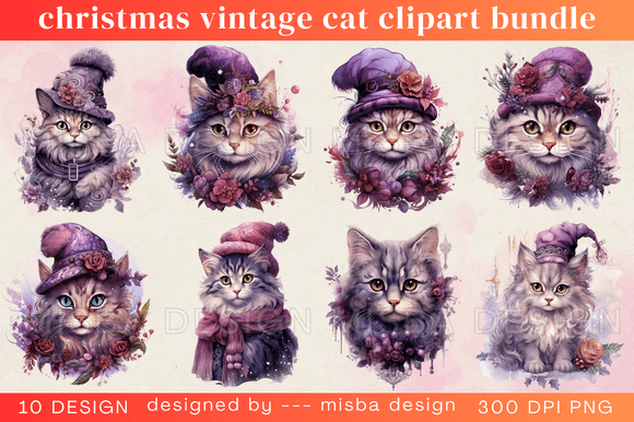 Christmas Vintage Cat Clipart Bundle: A Seller’s Review of Illustrations