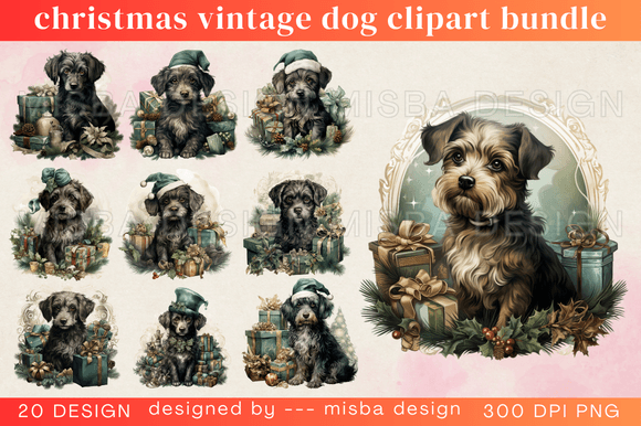 Christmas Vintage Dog Clipart Bundle: A Review for Illustrations and Blog Graphics