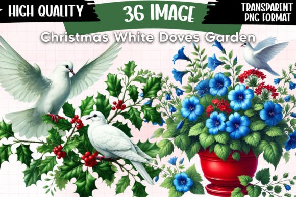 Christmas White Doves Garden Clipart Review
