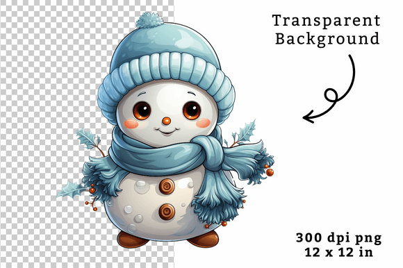 Cute Blue Snowman Clipart,christmas