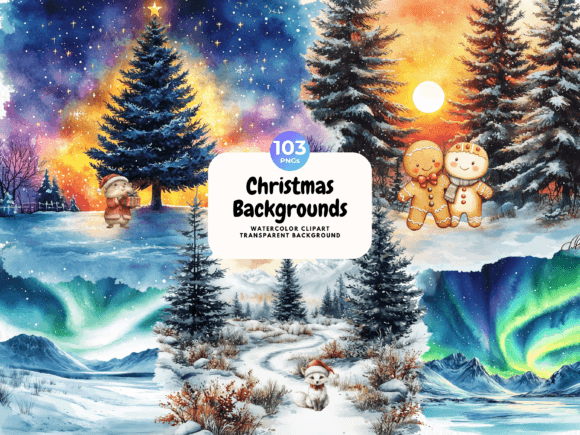 Cute Christmas Background Watercolor for Illustrations