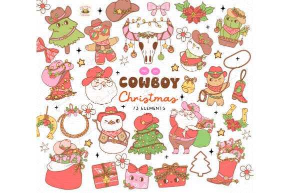 Groovy Western Cowboy Christmas Clipart