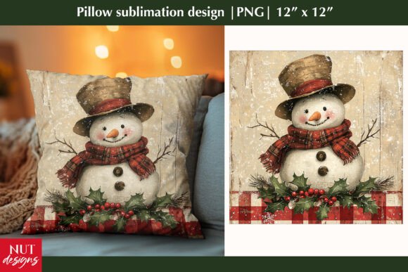 Snowman Retro Christmas Illustration for Modern Blog Graphics and Illustrations