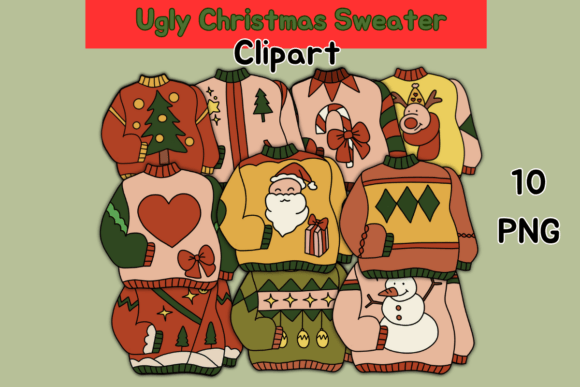 Ugly Christmas Sweater Color Clipart for Branding Illustrations