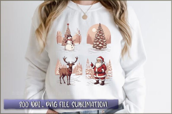 Vintage Christmas Sublimation Clipart for Illustrations